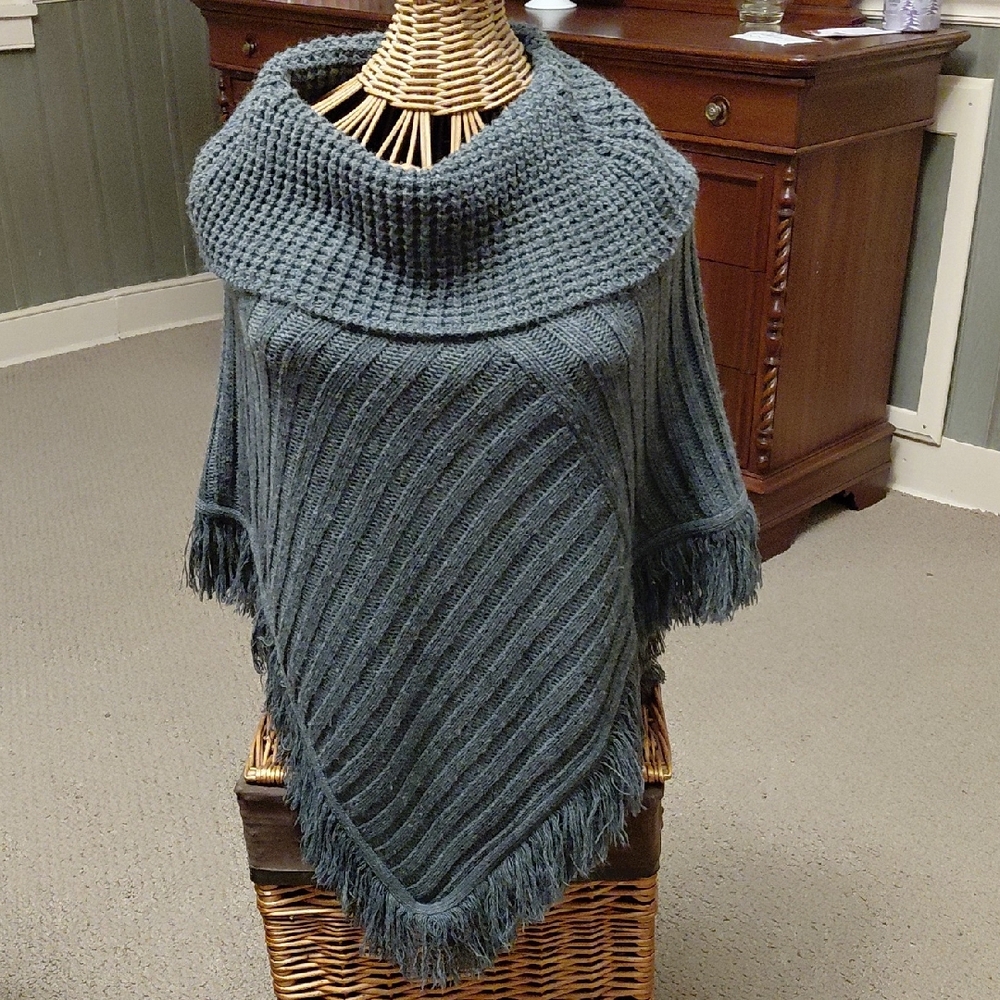 Dark Grey Knit Poncho Size S